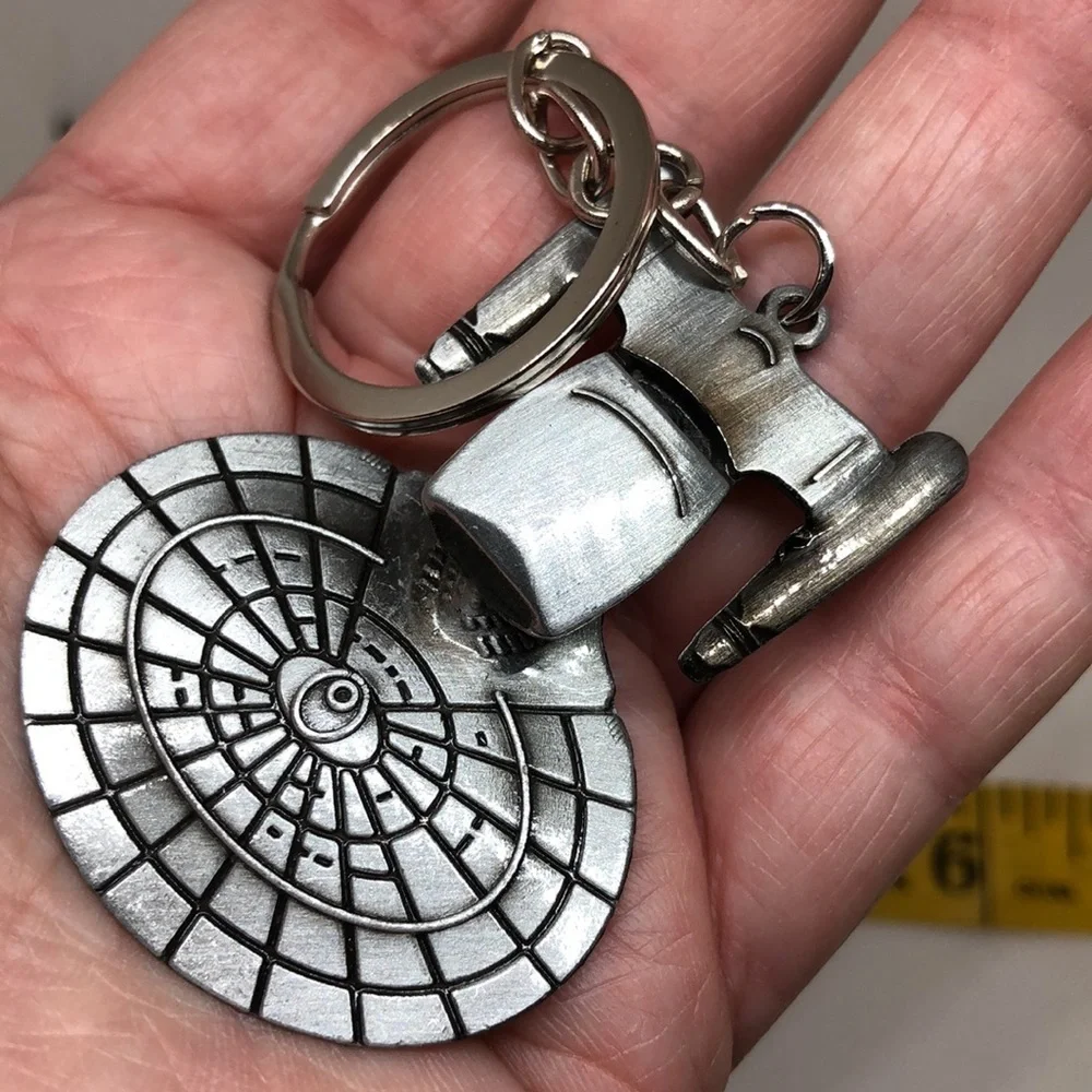 Space Ship Key Chain Silver Tone